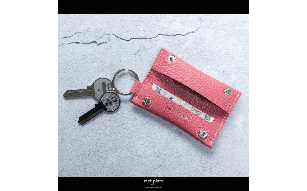 maf pinto (マフ ピント) キーリング キーホルダー 小銭入れ付き ミニ財布 ピンク ADRIA LINE レザー 本革 日本製