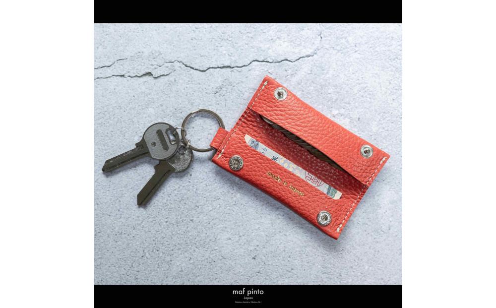 maf pinto (マフ ピント) キーリング キーホルダー 小銭入れ付き ミニ財布 フレッシュレッド ADRIA LINE レザー 本革 日本製