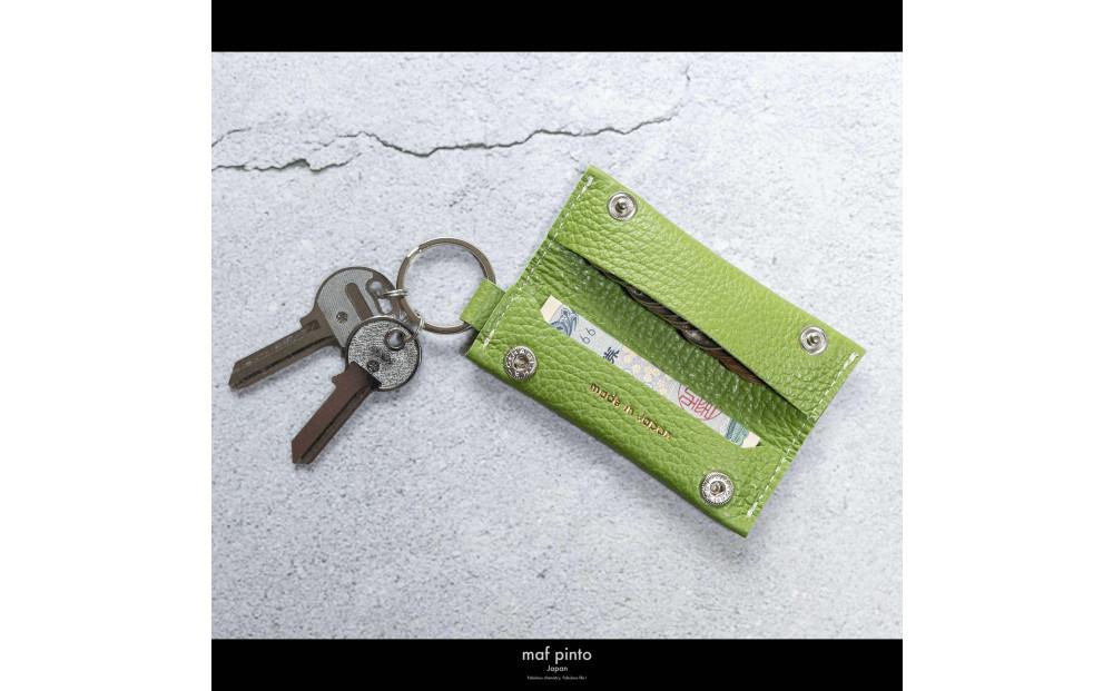 maf pinto (マフ ピント) キーリング キーホルダー 小銭入れ付き ミニ財布 グリーンティー ADRIA LINE レザー 本革 日本製