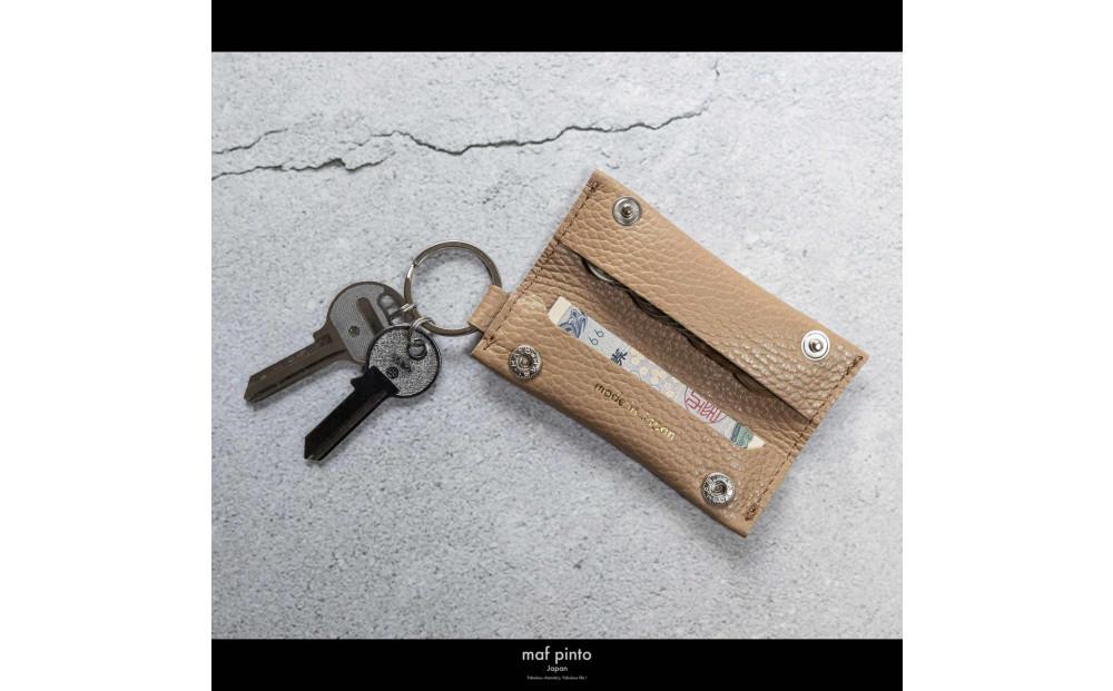 maf pinto (マフ ピント) キーリング キーホルダー 小銭入れ付き ミニ財布 カプチーノ ADRIA LINE レザー 本革 日本製