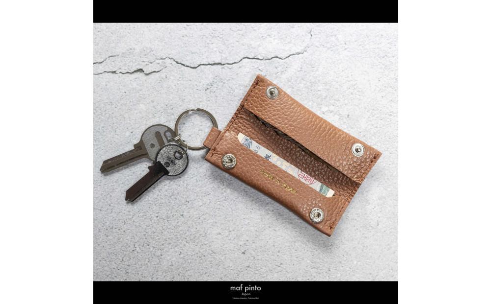 maf pinto (マフ ピント) キーリング キーホルダー 小銭入れ付き ミニ財布 キャラメル ADRIA LINE レザー 本革 日本製