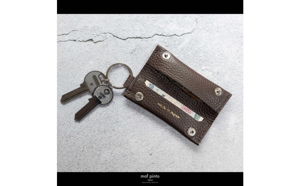 maf pinto (マフ ピント) キーリング キーホルダー 小銭入れ付き ミニ財布 チョコレート ADRIA LINE レザー 本革 日本製