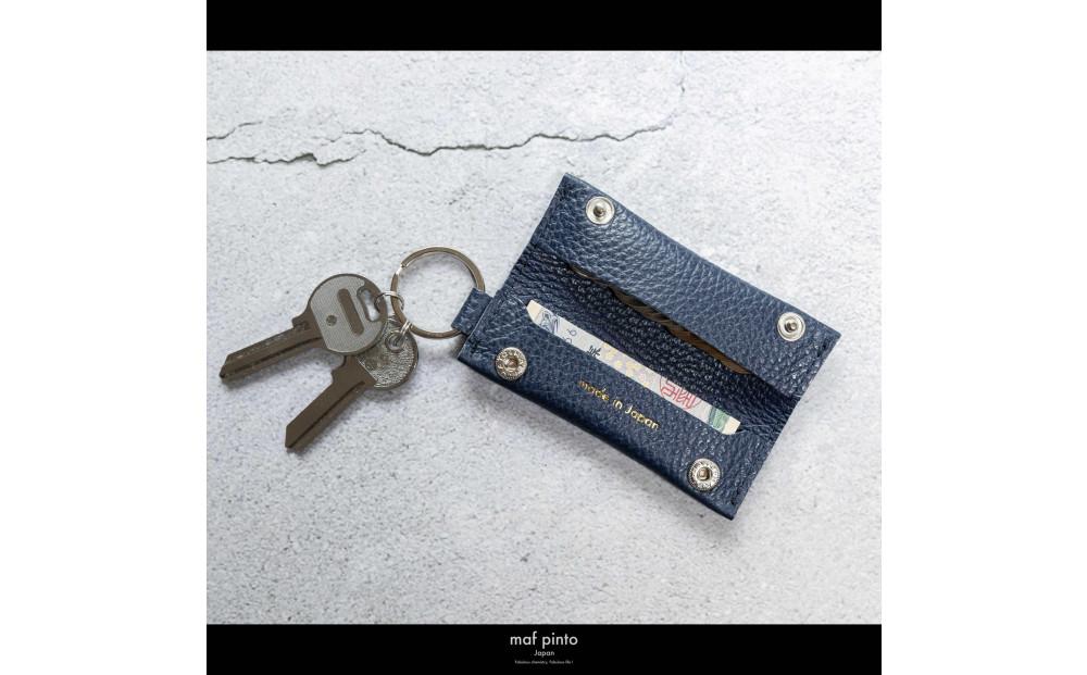 maf pinto (マフ ピント) キーリング キーホルダー 小銭入れ付き ミニ財布 ネイビー ADRIA LINE レザー 本革 日本製