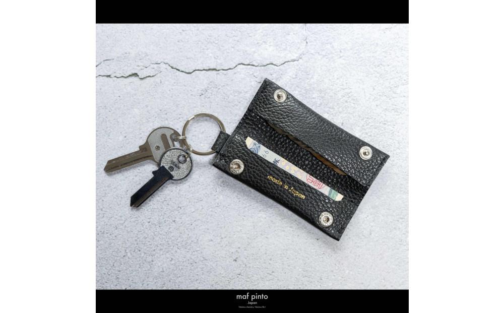 maf pinto (マフ ピント) キーリング キーホルダー 小銭入れ付き ミニ財布 ブラック ADRIA LINE レザー 本革 日本製