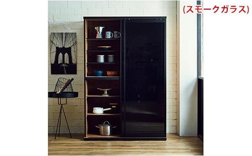 【開梱設置】引き戸キッチンボード 食器棚 ポエム 幅113.5 2枚扉（ミスト・クリア・スモークガラス） レディオーク レンジ台 家具