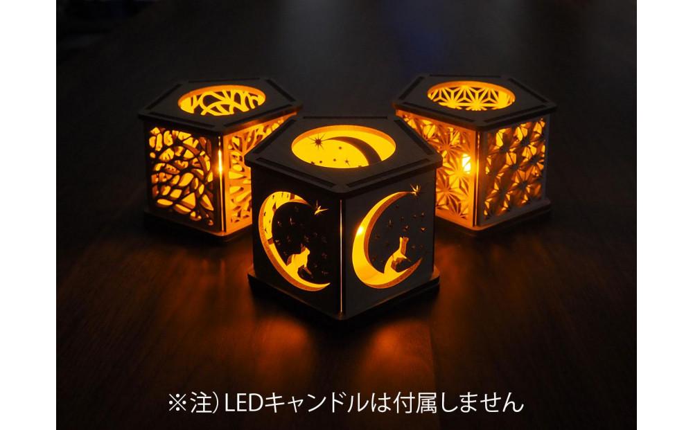LED キャンドルホルダー 木製 レーザー加工雑貨 黒洛 インテリア雑貨 キャンドルホルダー002 3個セット