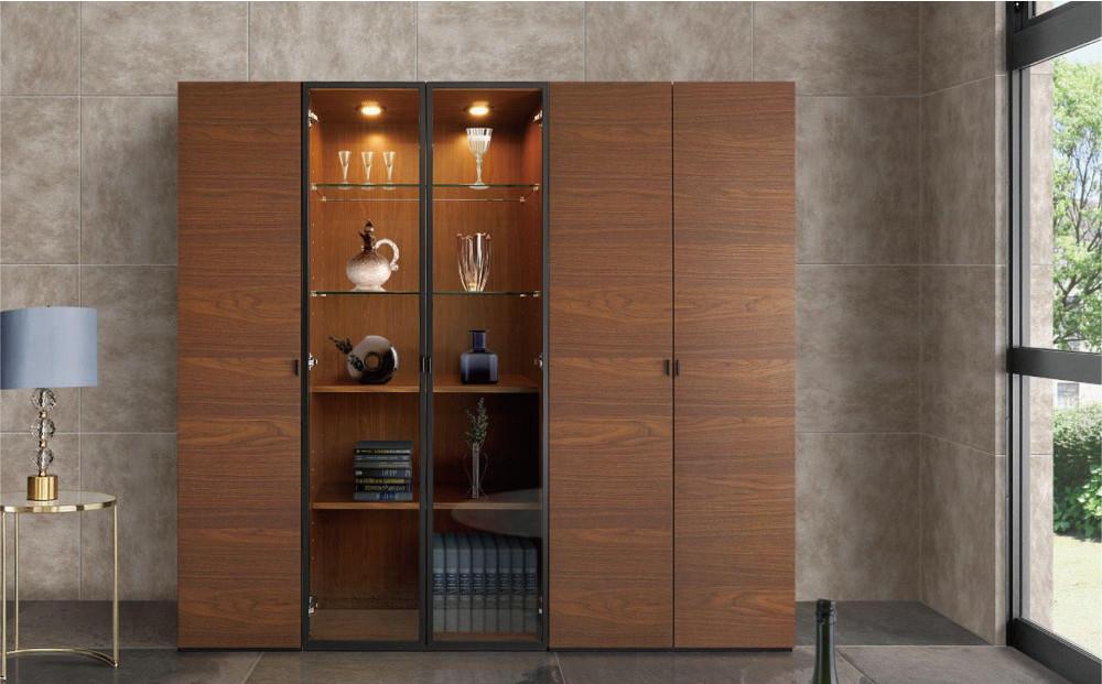 天然木リビング家具ミト(キャビネット・シェルフ)38cm板戸 L／R WN