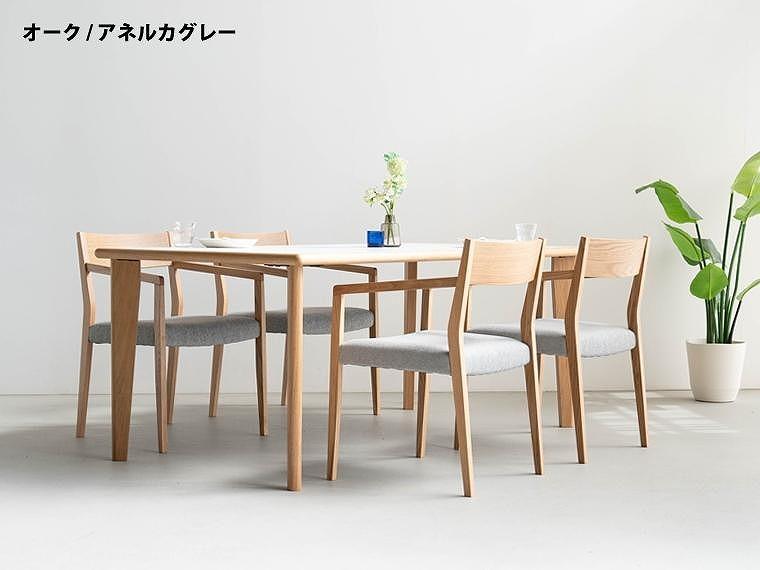 サイズオーダー メラミンテーブル DTジャンブルMM01-6 DC02 オーク 5点 ダイニングセット