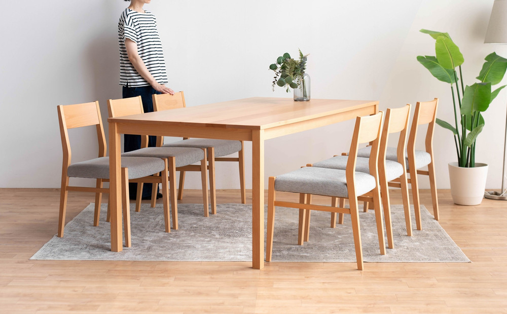 DT01 DC01 7点 180 ダイニングセット ビーチクリア アネルカグレー テーブル 椅子