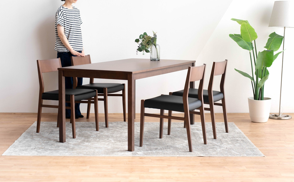 DT01 DC01 5点 150 ダイニングセット ビーチウォールナットブラウン オールマイティブラック テーブル 椅子