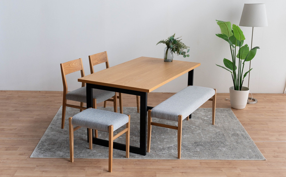 DT02 DC01 BC01 ST01 5点 ダイニングセット オーク アネルカグレー テーブル 椅子 ベンチ スツール