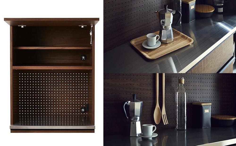 ダイニングボード オウル 70サイズ　上：レンジボード＋下：ダイニングボード／ウォールナット