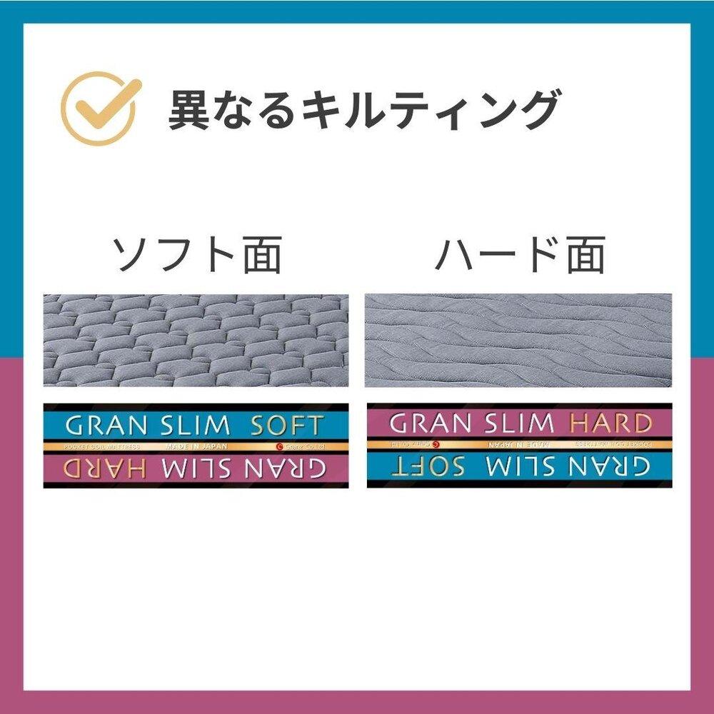 セミダブルサイズ 薄型ポケットコイルマットレス グランスリム エッジブロック 両面仕様 体圧分散 国産 日本製 【ブラック】