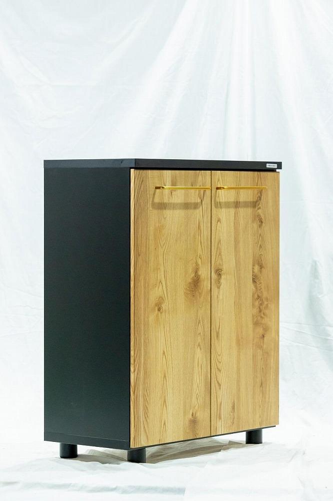 大川家具　シューズボックス　ゾロ ロータイプ 800L（NA) 幅80cm 高さ93.8cm ブラック基調 モダン 　国内製造