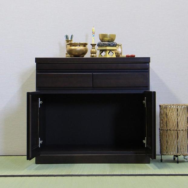 仏壇台 仏壇下台 お仏壇 大川家具 完成品 60cm 幅60cm ミニ仏壇 小型仏壇 日本製 AKBU-01-60L ブラウン