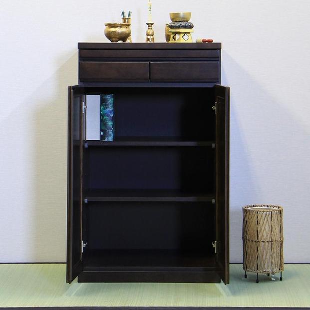 仏壇台 仏壇下台 お仏壇 大川家具 完成品 60cm 幅60cm ミニ仏壇 小型仏壇 日本製 AKBU-01-60H ブラウン