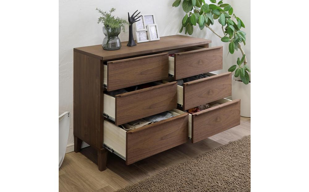 大川家具 幅120cm 3段 チェスト レッドオーク -leo-レオ