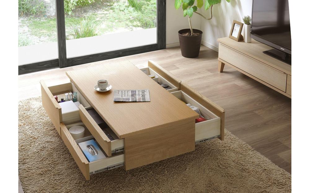 大川家具 幅120cm センターテーブル レッドオーク -leo-レオ