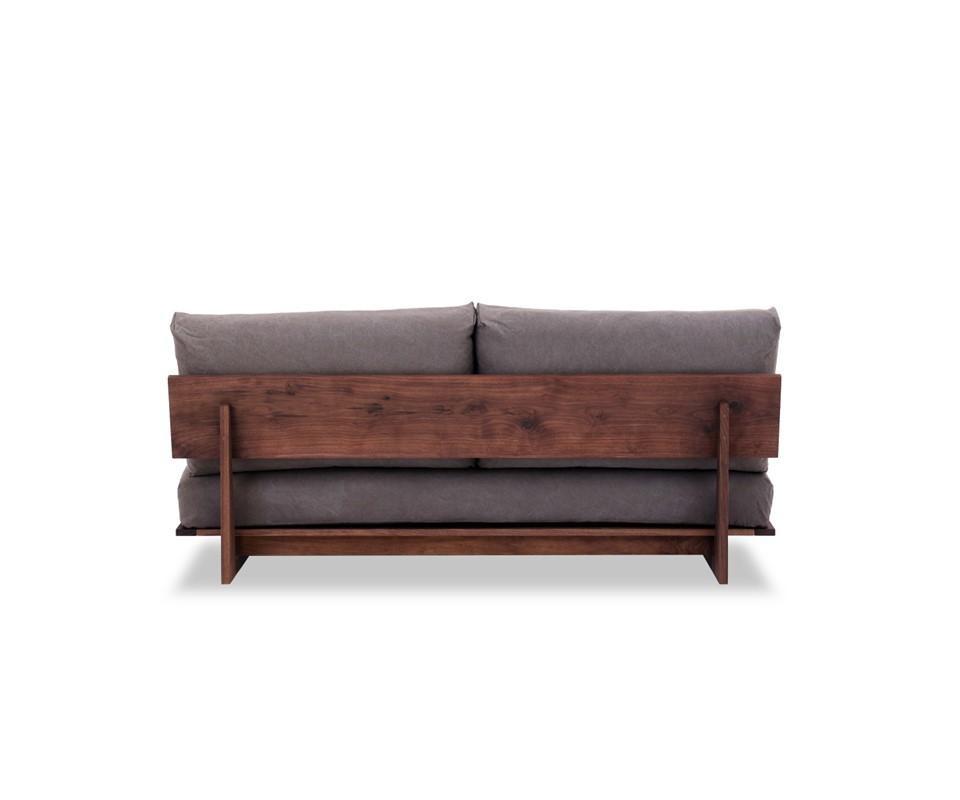 【開梱設置込み】ソファ 3人掛け ウォールナット無垢 2B1S 免疫家具 国産 家具 大川【カラー：海松茶色】