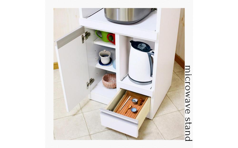 家事楽スライド式コンパクト収納！レンジも炊飯器もポットもOK！コンセント1500W！ レンジ台 収納 台所 食器棚 炊飯器 台所 台所収納 扉式 スリム 米びつ入れ キッチンボード キッチン インテリア 収納家具 キッチンカウンター キッチンラック収納 simple シンプル 日本製 国産 整理 タンス レンジボード レンジラック 棚 幅48 幅48cm 48レンジ台 扉式 ルシード ホワイト