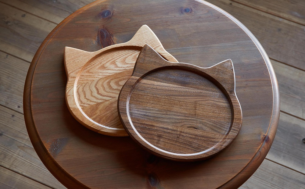 ネコプレート 1枚 ( ウォールナット )