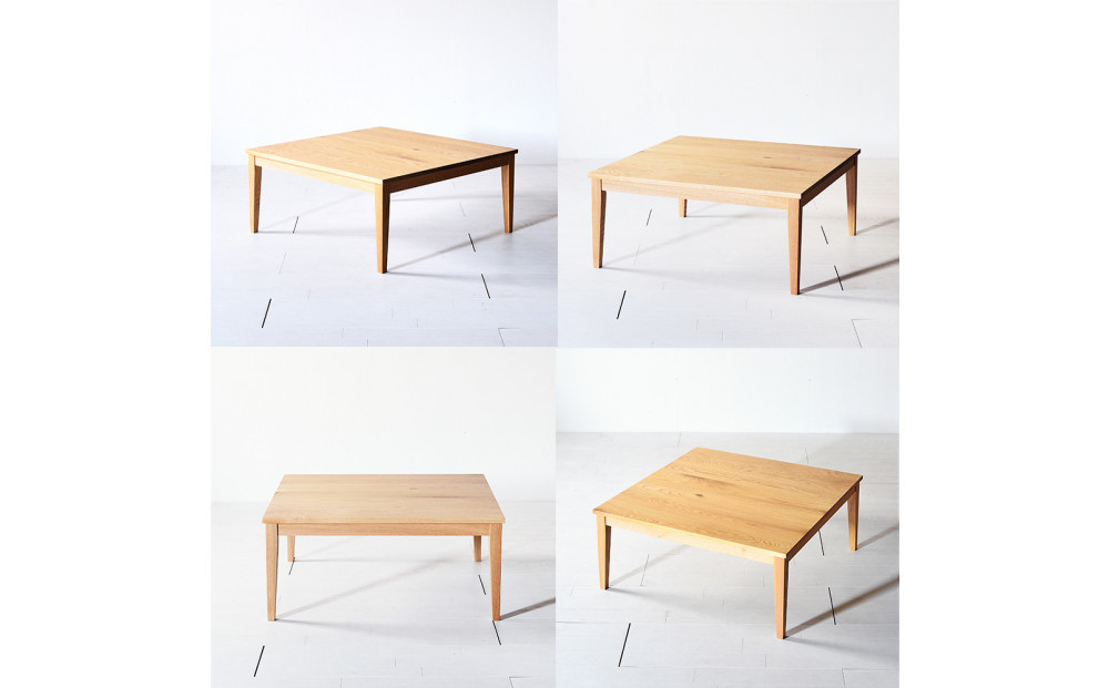 【シンプルモダンな家具のお部屋に】 シャープなデザインのＮＯ１センターテーブル120×120 オーク ローテーブル 無垢材 国産 大川家具