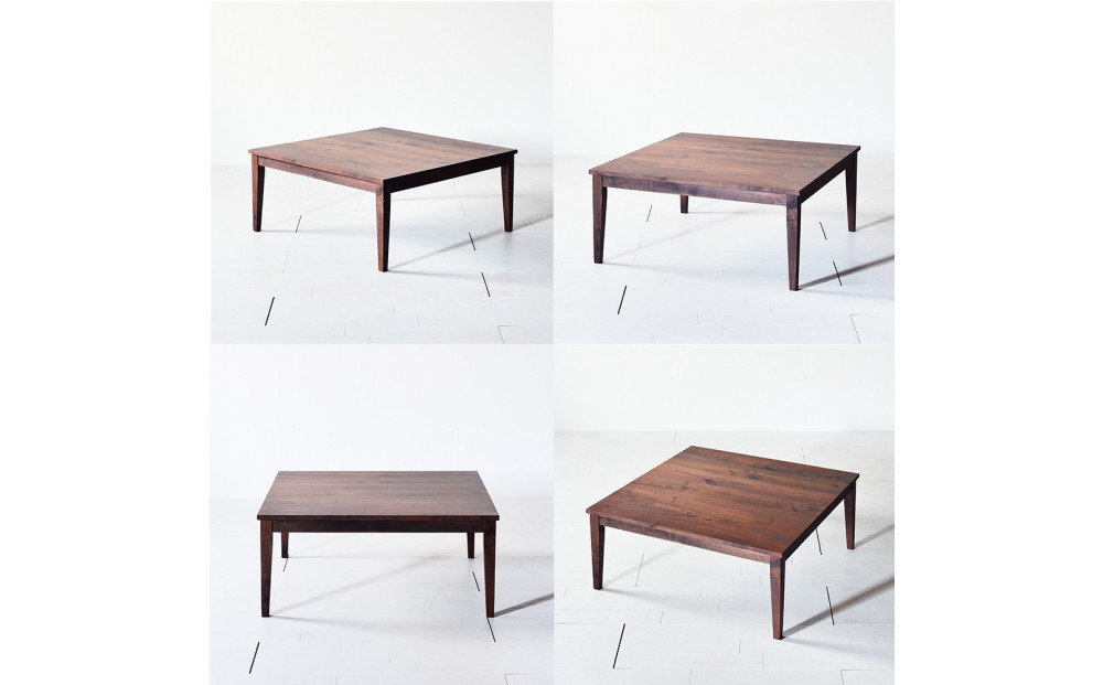 【シンプルモダンな家具のお部屋に】 シャープなデザインのＮＯ１センターテーブル80×80 ウォールナット ローテーブル 無垢材 国産 大川家具