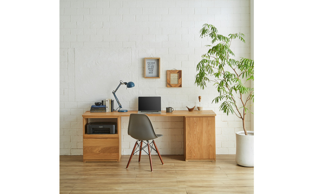 【大川家具】無垢材 システムデスク 幅1600mm テーブル パソコンデスク 子供机 勉強机 学習机 書斎デスク HO-TMR ホワイトオーク 天然木 モダン 国産 無垢材 高級感【設置付き】