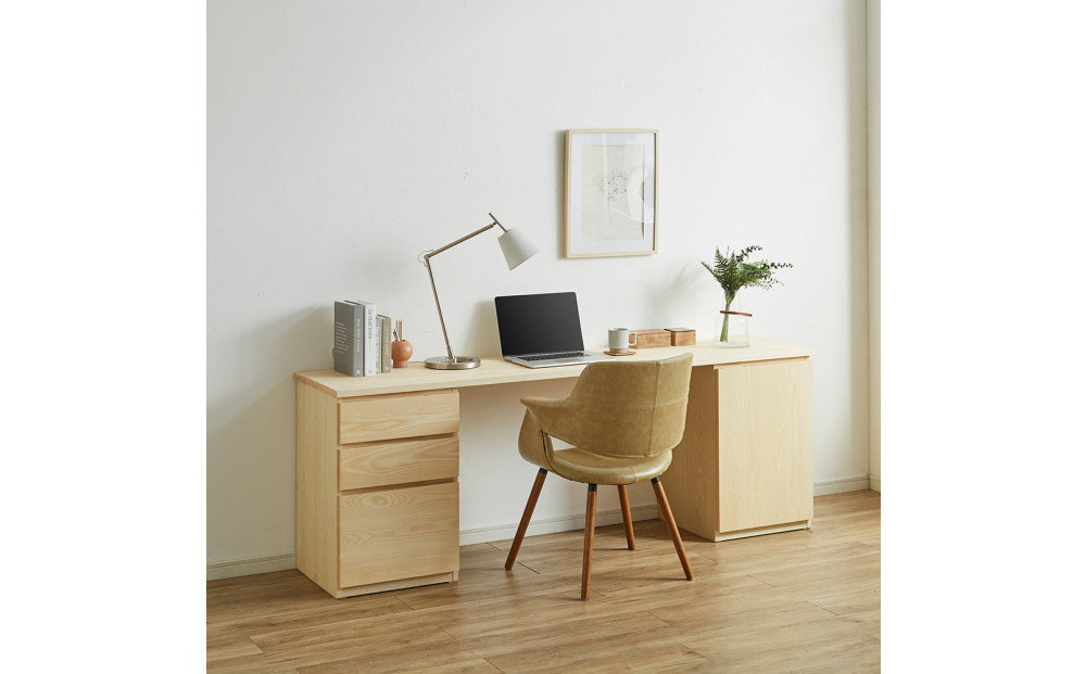 【大川家具】無垢材 システムデスク 幅2000mm テーブル パソコンデスク 子供机 勉強机 学習机 書斎デスク HM-TMR ホワイトアッシュ 天然木 モダン 国産 無垢材 高級感【設置付き】