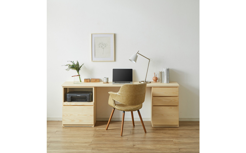 【大川家具】無垢材 システムデスク 幅1800mm テーブル パソコンデスク 子供机 勉強机 学習机 書斎デスク HO-HM ホワイトアッシュ 天然木 モダン 国産 無垢材 高級感【設置付き】