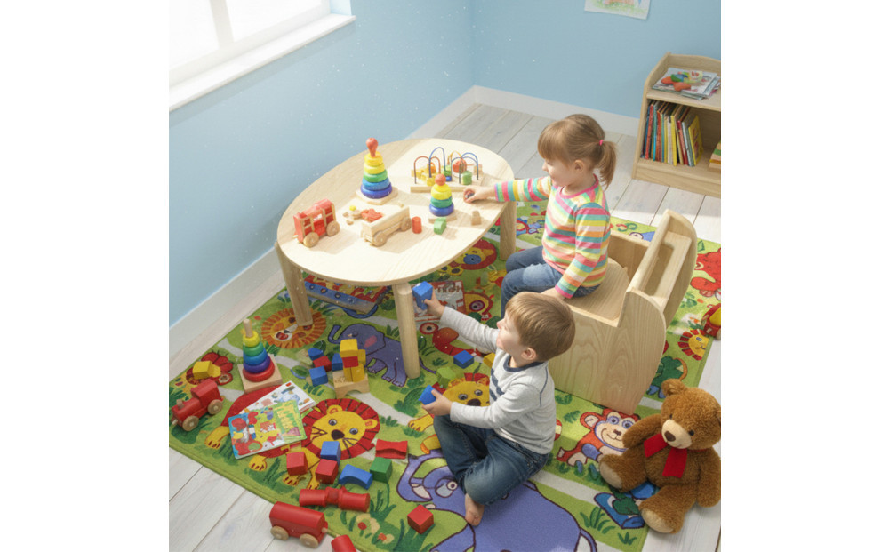 【大川家具】無垢材 キッズテーブル 幅750 ホワイトアッシュ おしゃれ  天然木   組み立て不要