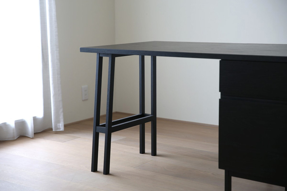 【開梱設置】高野木工 プレーンデスク SET5 オーク黒塗装（W120×D70cm）【10年保証】