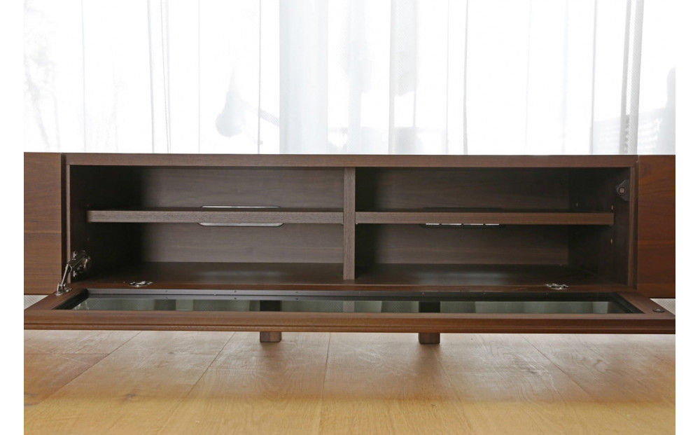 【開梱設置】高野木工 LECCE レッチェ 164TVボード ウォルナット  (黒ガラス) 【10年保証】