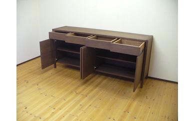 【プッシュオープンリビングボード ウォールナット 180cm】プッシュオープンタイプ＜ウォールナット材 オイルフィニッシュ＞