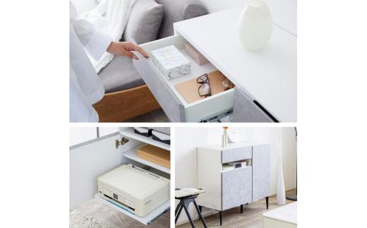 サイドボード 90cm リード ＜ グレー×ブラック＞【モーブル】【大川家具】