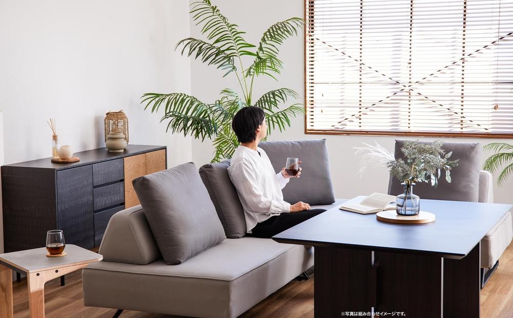 【本体取替カバー(同色)セット】 リバティ2 ソファ 160cm 3人掛け ライトグレー【モーブル】【大川家具】