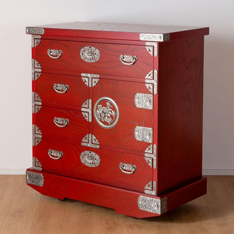 【吉野民芸 30車片開・朱タンス ※からくり付き】★創業明治40年老舗「境木工」熟練の職人の手により1つ1つ丁寧に作り上げる伝統工芸品「吉野民芸家具」