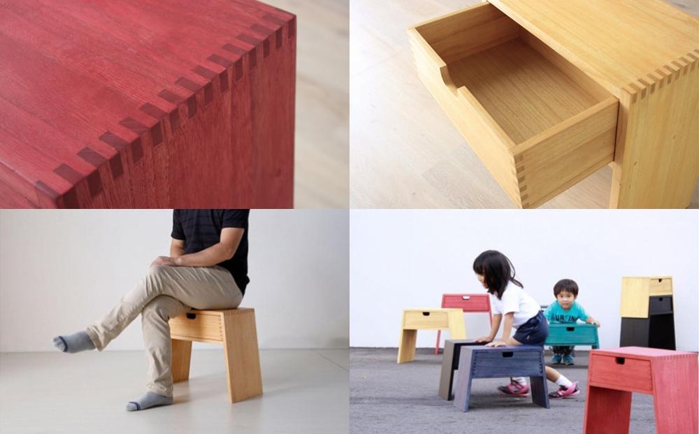 【PRIMO スタッキングスツール スミイロL】★腕利きの職人が仕上げたマットな高級感のある色彩と色褪せにくいセラウッド塗装 便利な収納付きで軽くて丈夫な実用性も兼ね備えたスツール