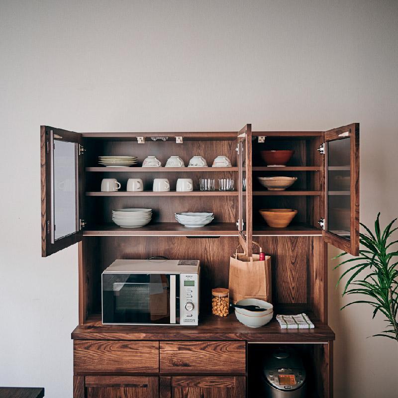 【Chatra／チャトラ 幅120cmオープンボード ブラウン】★シンプルでお部屋に合わせやすい食器棚