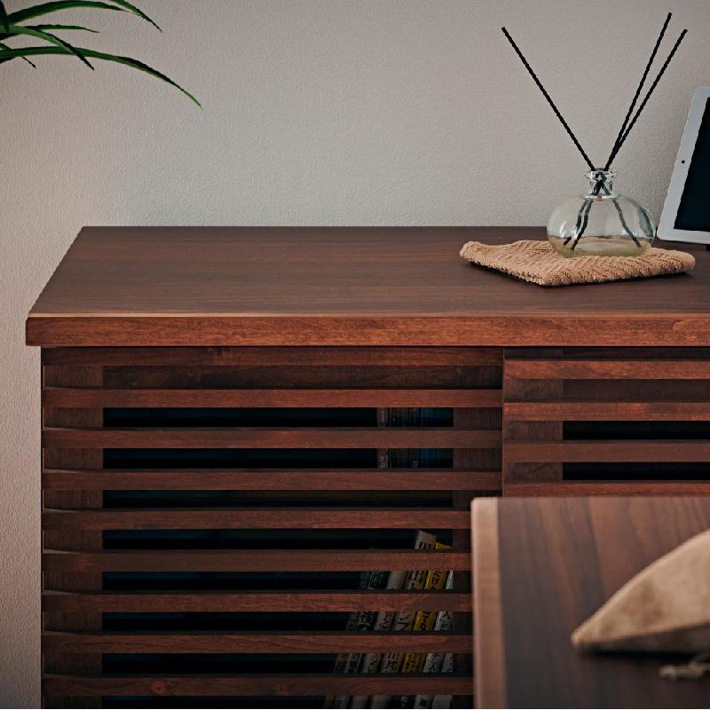 【Athers／アザース 幅120cmサイドボード ナチュラル】★落ち着いた雰囲気のルーバーデザイン