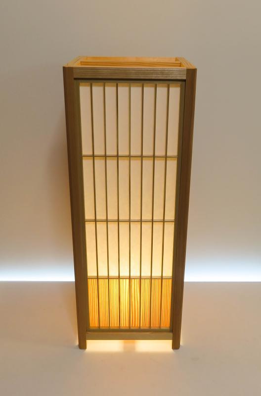 組子行灯「極」 LLサイズ 楮和紙無地 国産杉突板（腰板）デザイン