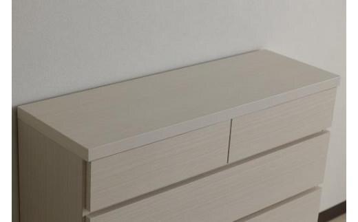 【洗面所などの限られた空間に便利】薄型チェスト 90cm幅4段 (ホワイト木目)