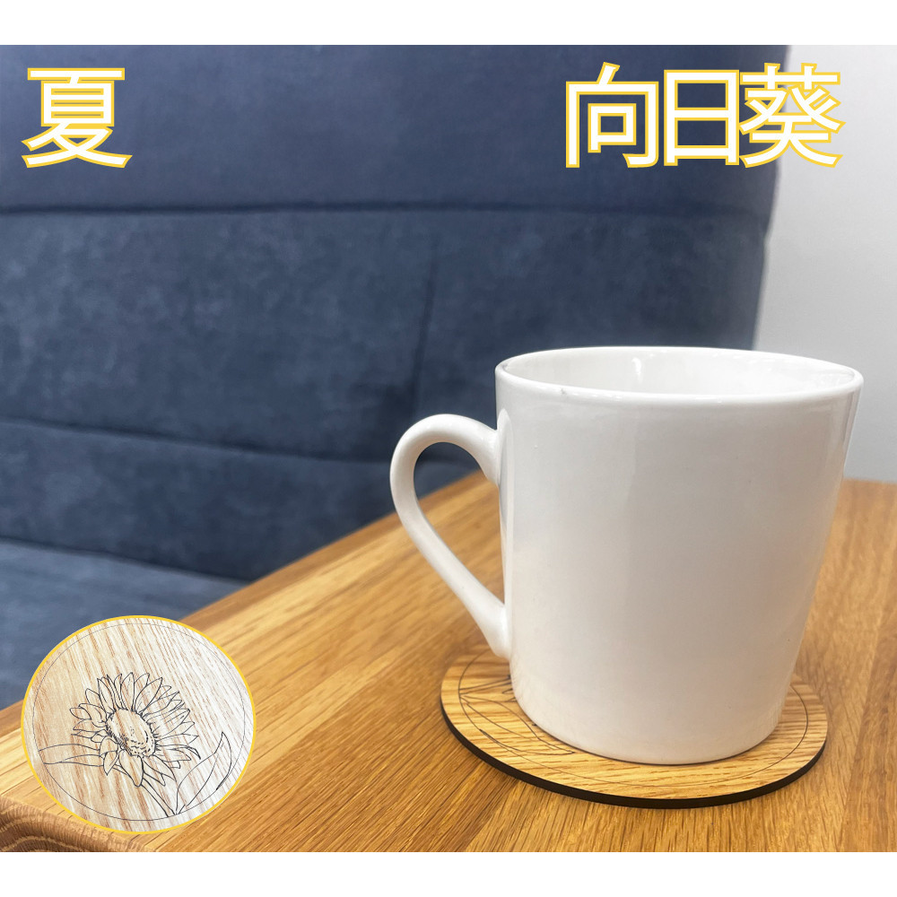 国産 完成品 四季 花コースター 4枚セット コビー 丸型 おしゃれ 木製 手描き キッチン雑貨 お祝い品