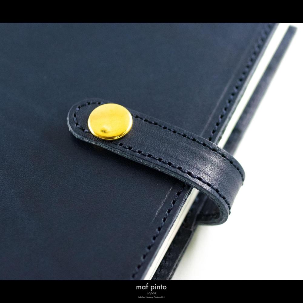 maf pinto (マフ ピント) レザー手帳カバー A6 (文庫本サイズ) ネイビー 本革 日本製