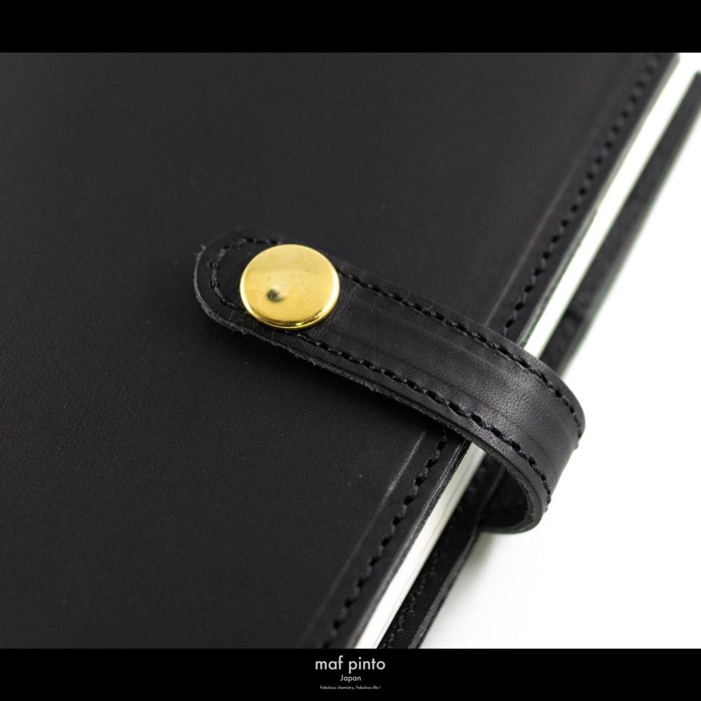 maf pinto (マフ ピント) レザー手帳カバー A6 (文庫本サイズ) ブラック 本革 日本製