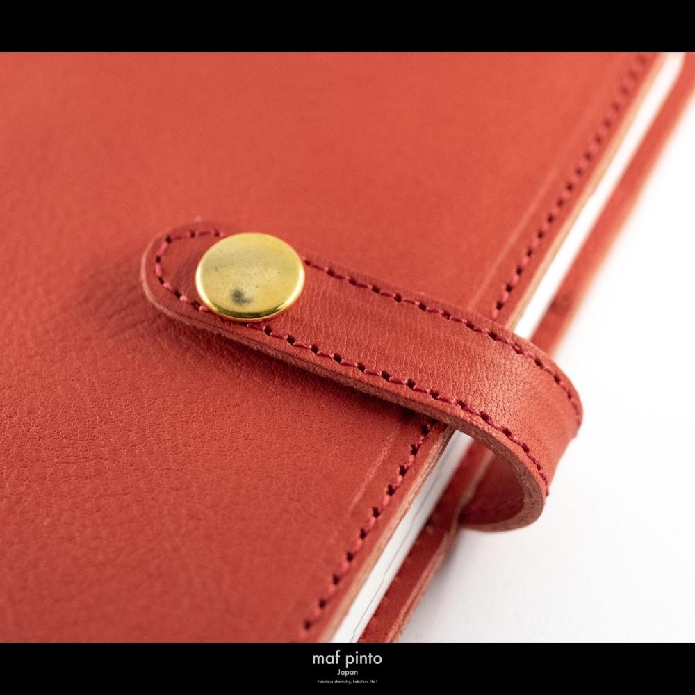 maf pinto (マフ ピント) レザー手帳カバー A6 (文庫本サイズ) レッドシュリンク 本革 日本製