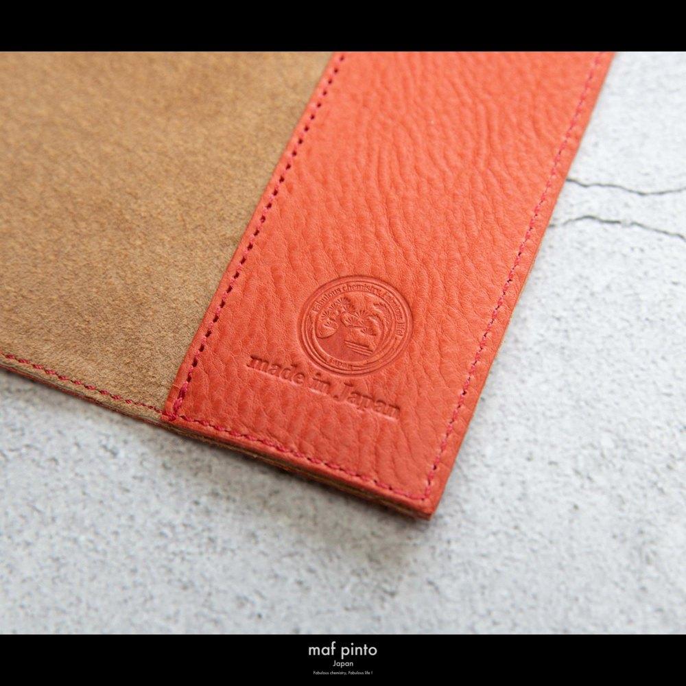 maf pinto (マフ ピント) レザーブックカバー 四六判サイズ レッドシュリンク 本革 日本製