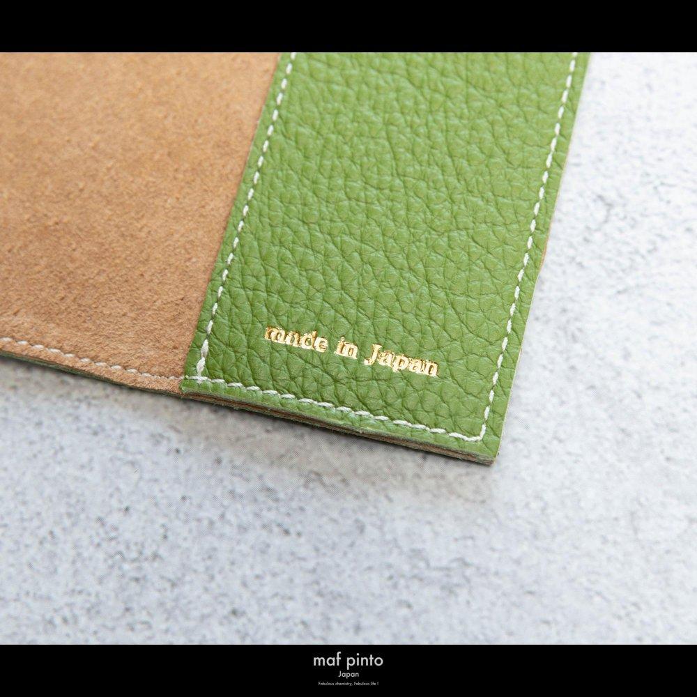 maf pinto (マフ ピント) レザーブックカバー 新書サイズ ADRIA LINE グリーンティー 本革 日本製