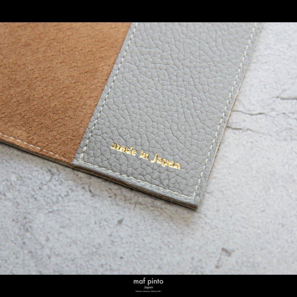 maf pinto (マフ ピント) レザーブックカバー 四六判サイズ ADRIA LINE ライトグレー 本革 日本製