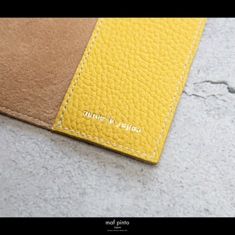 maf pinto (マフ ピント) レザーブックカバー 四六判サイズ ADRIA LINE ライトイエロー 本革 日本製